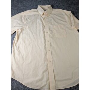 Roundtree & Yorke Casual Shirt Men Large Short Sleeve Beige 100% Pima Cotton EUC